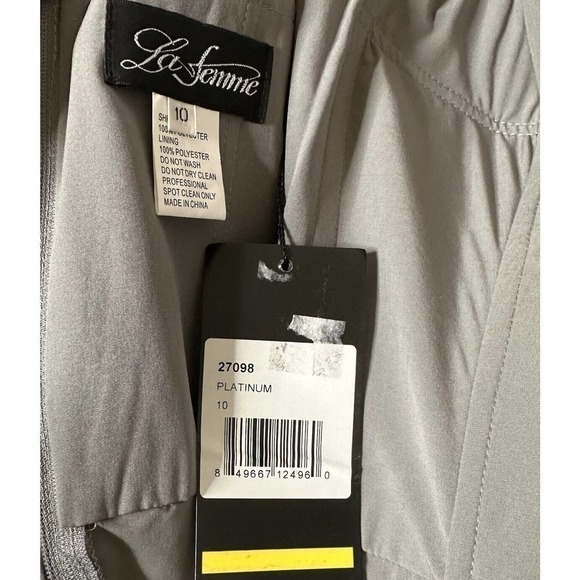 La Femme 27098 Platinum Grey Embroidered Lace Chiffon A-Line Gown Women's SZ 10 - Picture 8 of 8